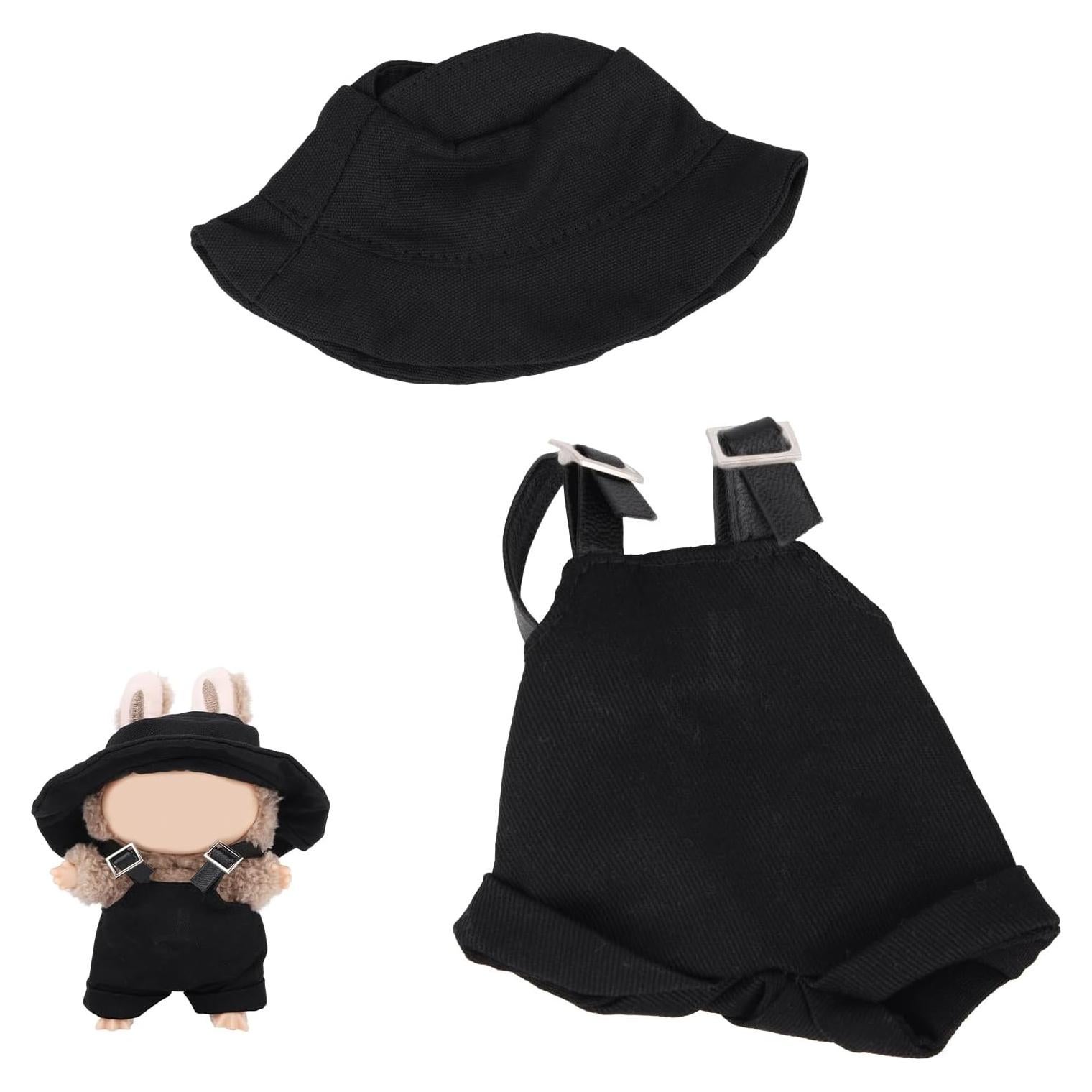 Conjunto de Ropa para Muñeca BOXOB - Overoles Negros y Sombrero