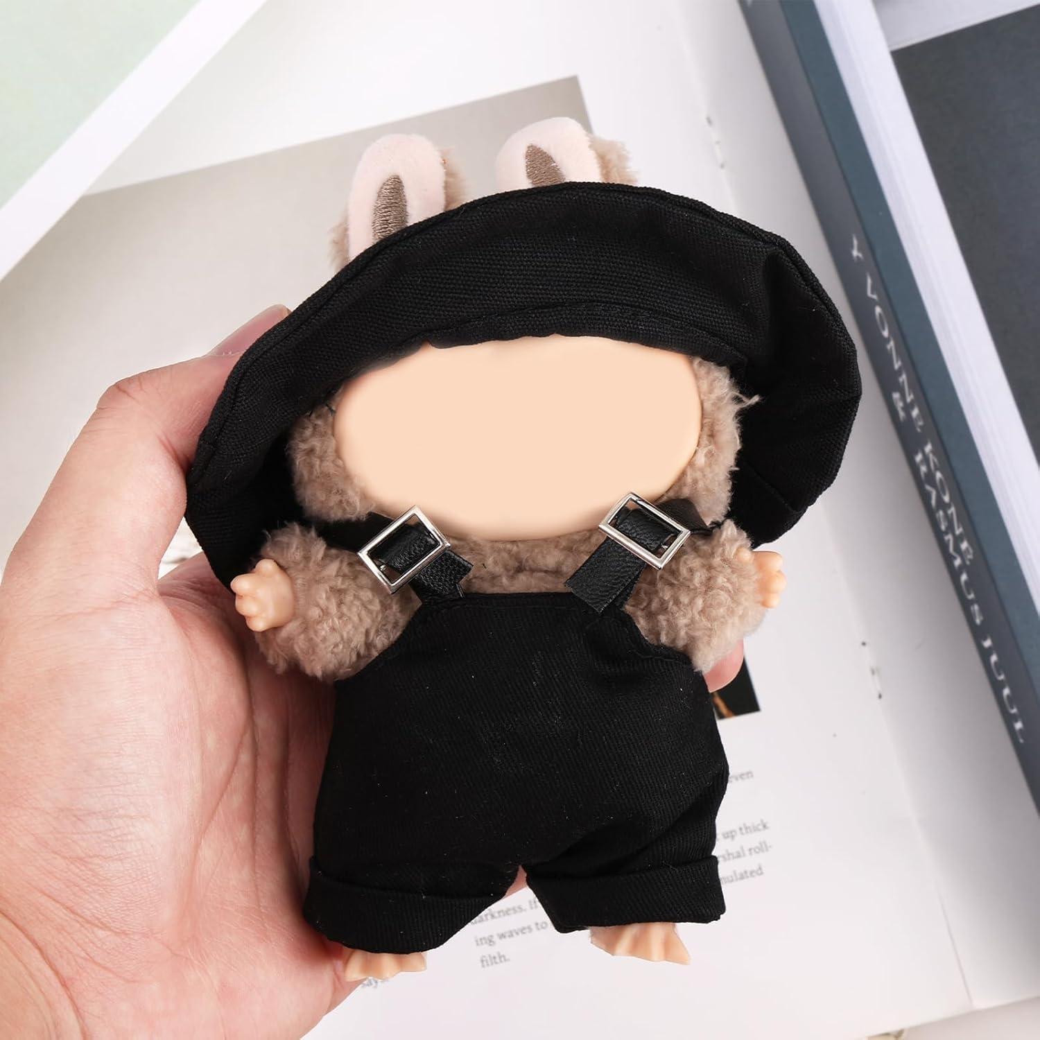 Conjunto de Ropa para Muñeca BOXOB - Overoles Negros y Sombrero