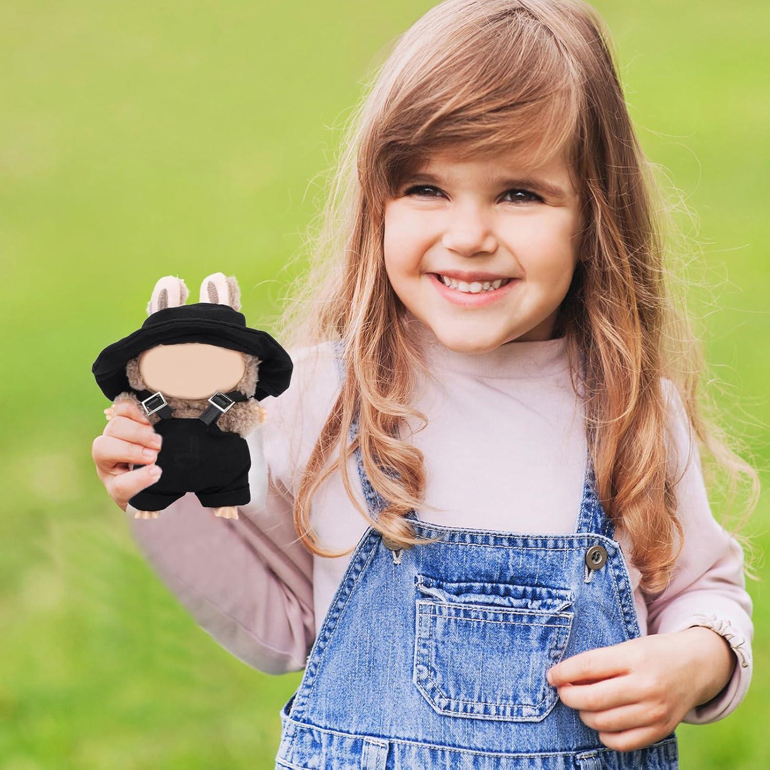 Conjunto de Ropa para Muñeca BOXOB - Overoles Negros y Sombrero