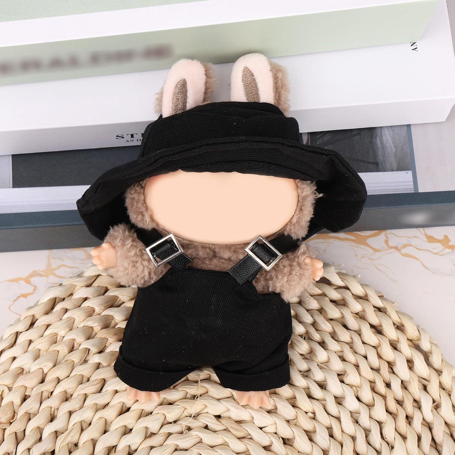 Conjunto de Ropa para Muñeca BOXOB - Overoles Negros y Sombrero