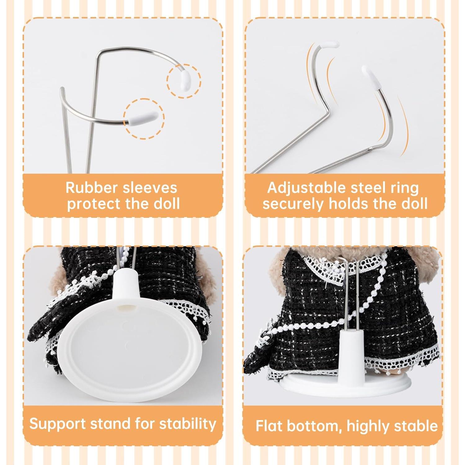 Paquete de 6 Soportes Ajustables para Muñecas 10-20 cm Blanco