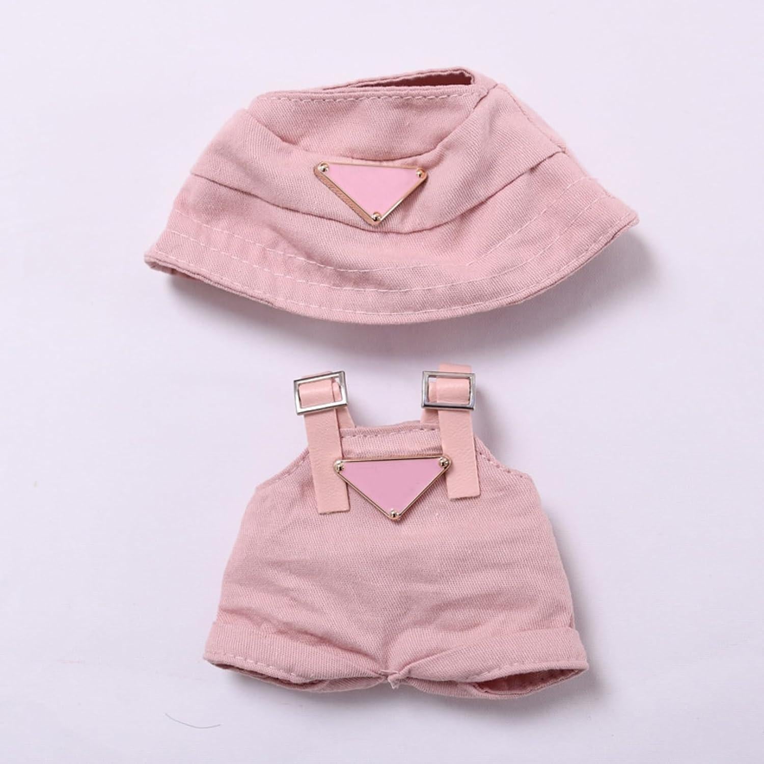 Clothes for Labubu 17cm (NO Doll) – Designer-Inspired Pink Hat & Overalls Set, Cute Labubu Clothes & Premium Dress-Up Accessories for 17cm Labubu Dolls