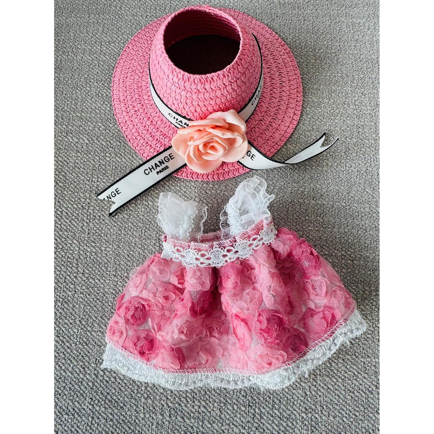 Vestido Pinafore Rosa LABUBU para Muñeca 17cm - Hecho a Mano