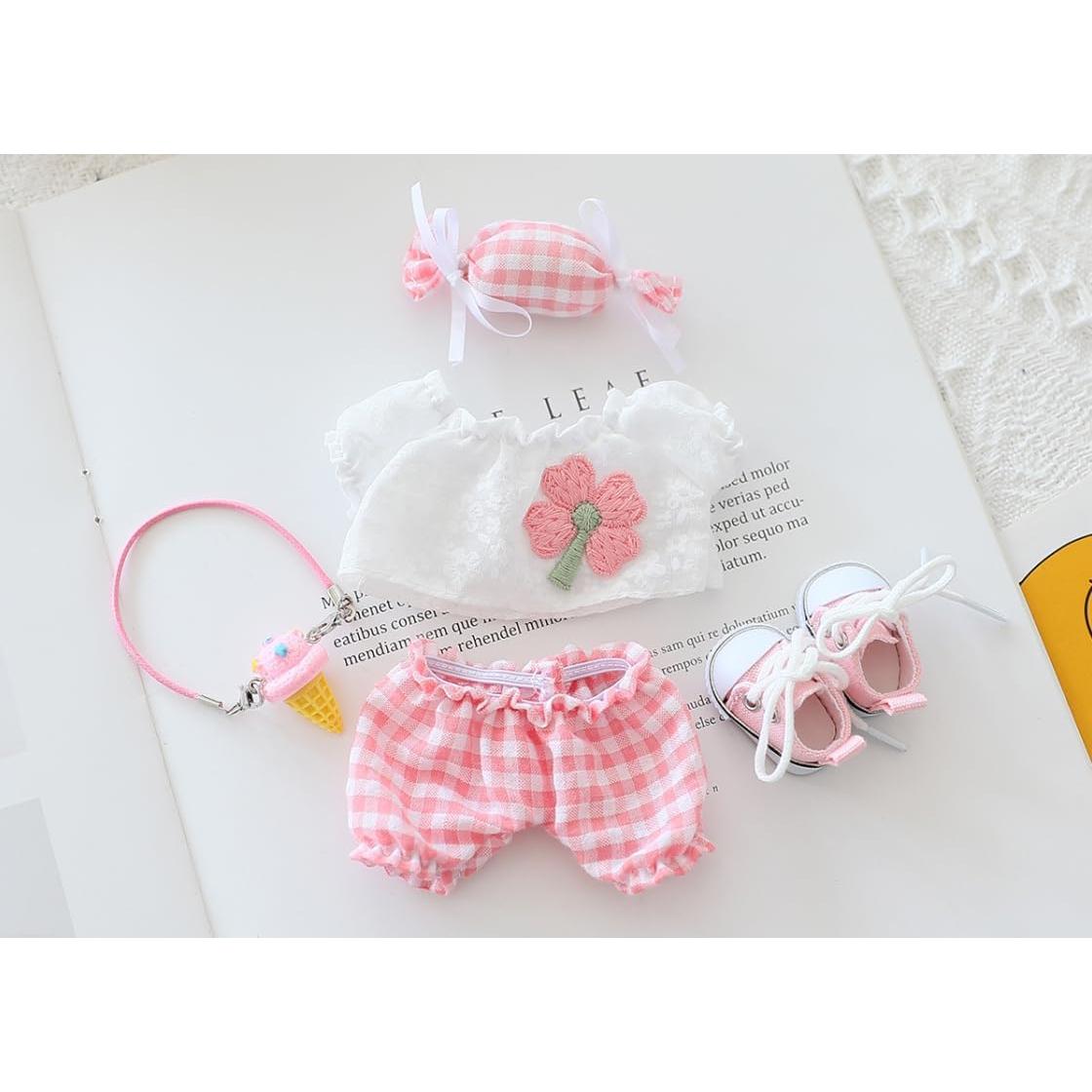 Conjunto de Ropa para Muñeca Labubu 15-17 cm 5 Piezas Rosa