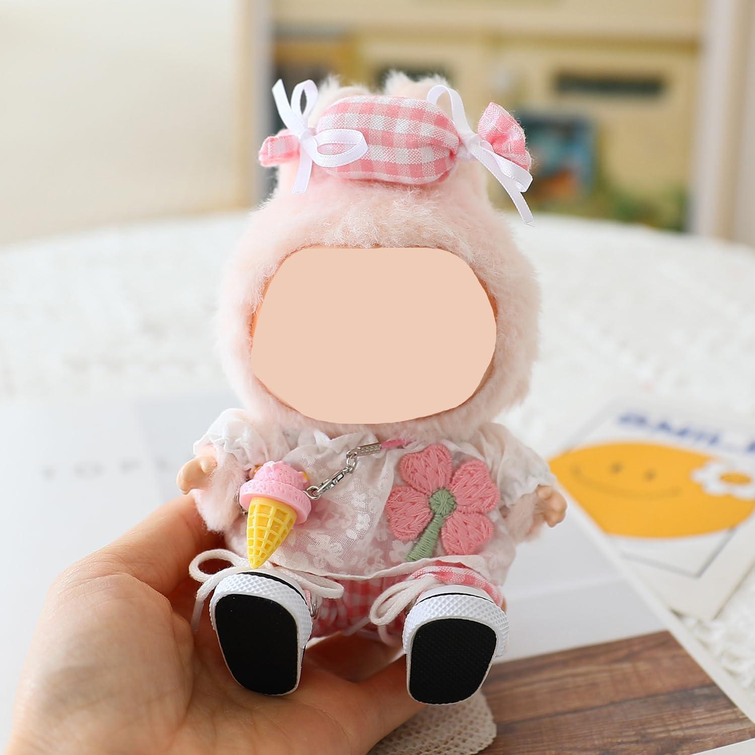 Conjunto de Ropa para Muñeca Labubu 15-17 cm 5 Piezas Rosa