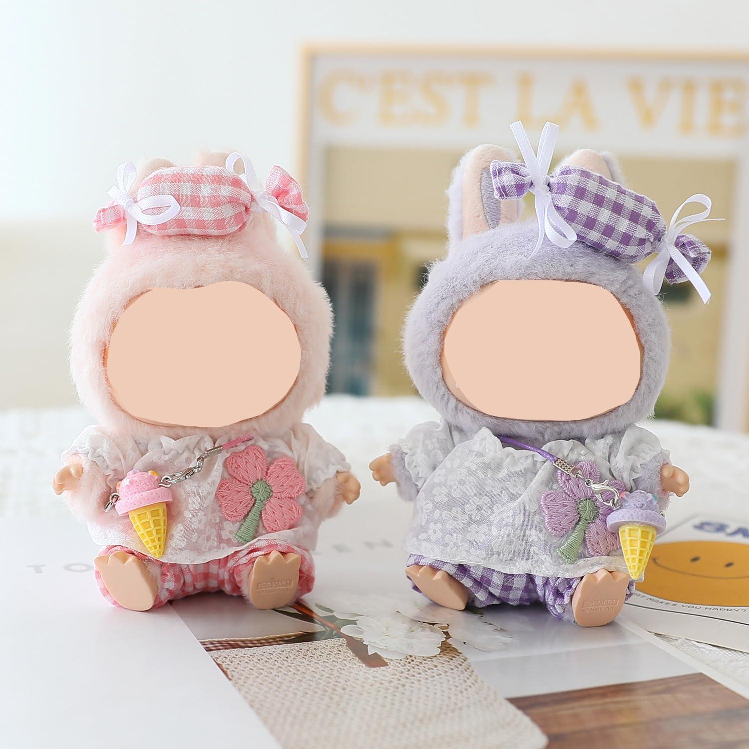 Conjunto de Ropa para Muñeca Labubu 15-17 cm 5 Piezas Rosa