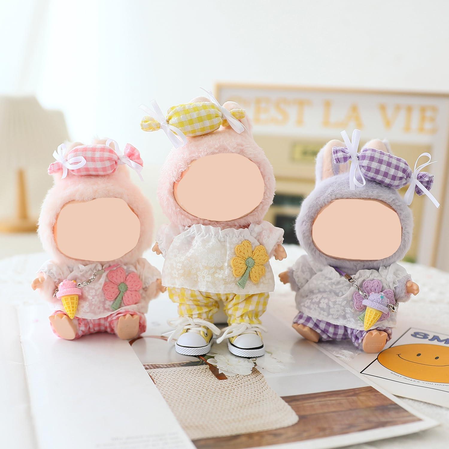 Conjunto de Ropa para Muñeca Labubu 15-17 cm 5 Piezas Rosa