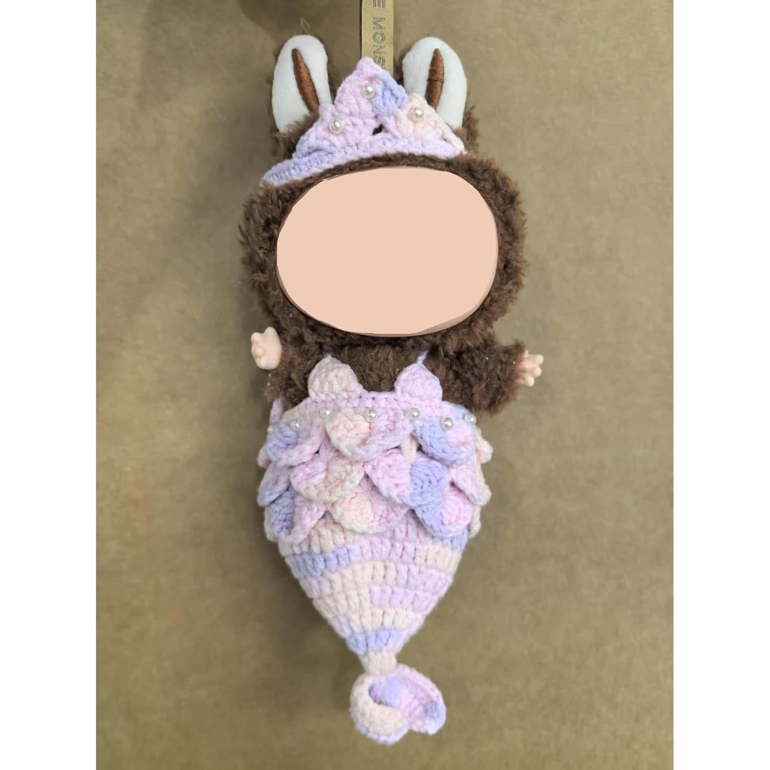 Conjunto de Ropa de Sirena Labubu Tejido a Mano 15-17 cm