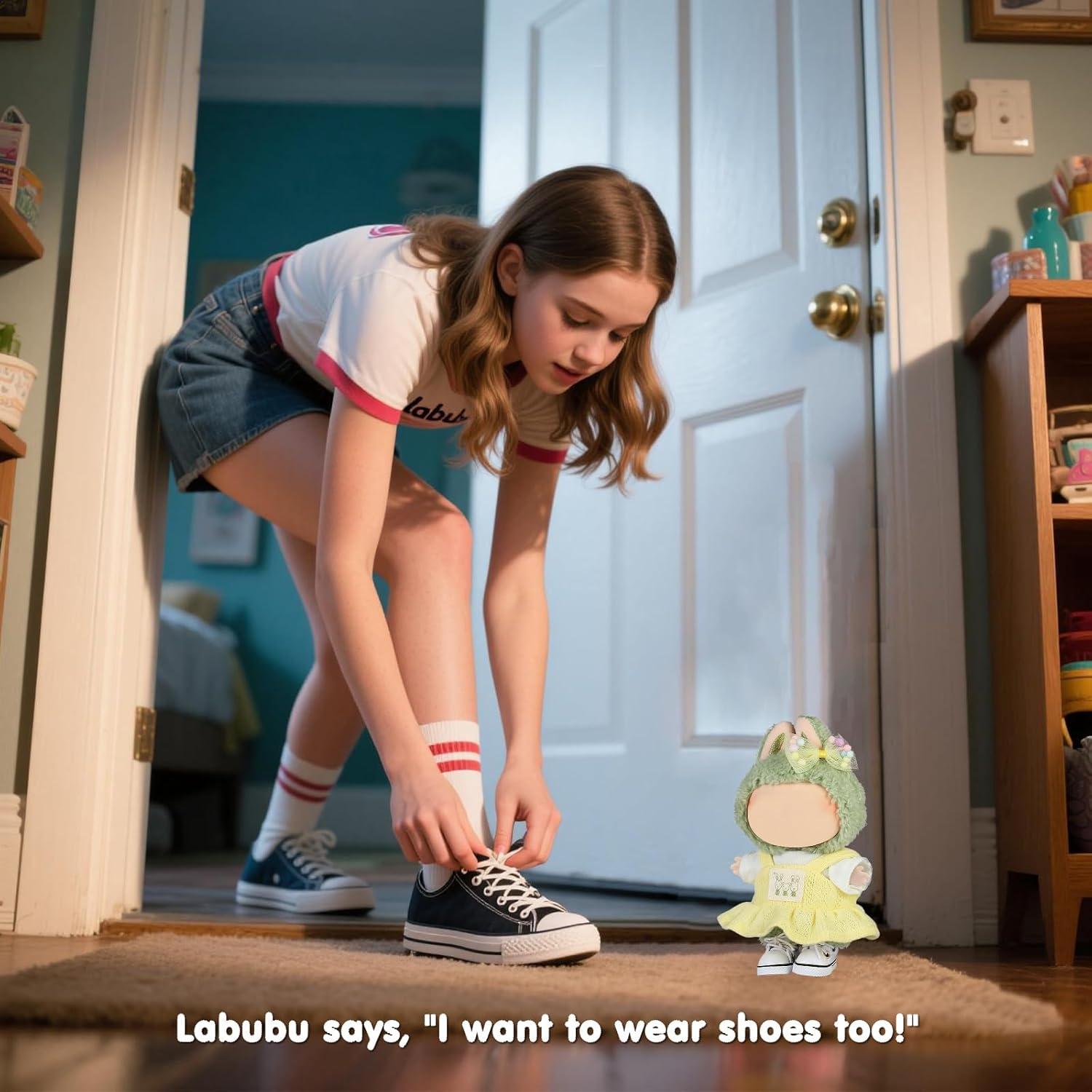 Zapatos de muñeca Ciunura para Bubu 15-17 cm Lona Blanca