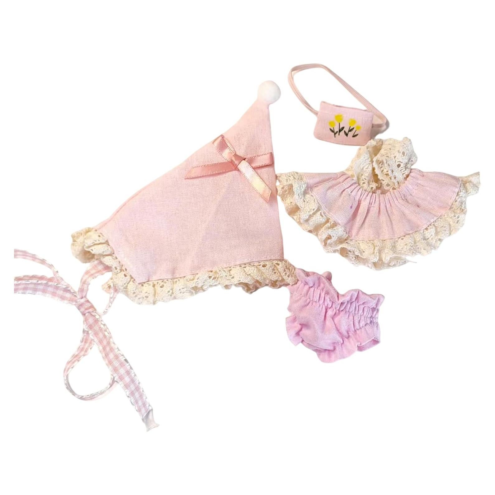 Conjunto de Ropa de Muñeca 17cm YAILIA - Disfraz Hada Rosa 4 Piezas