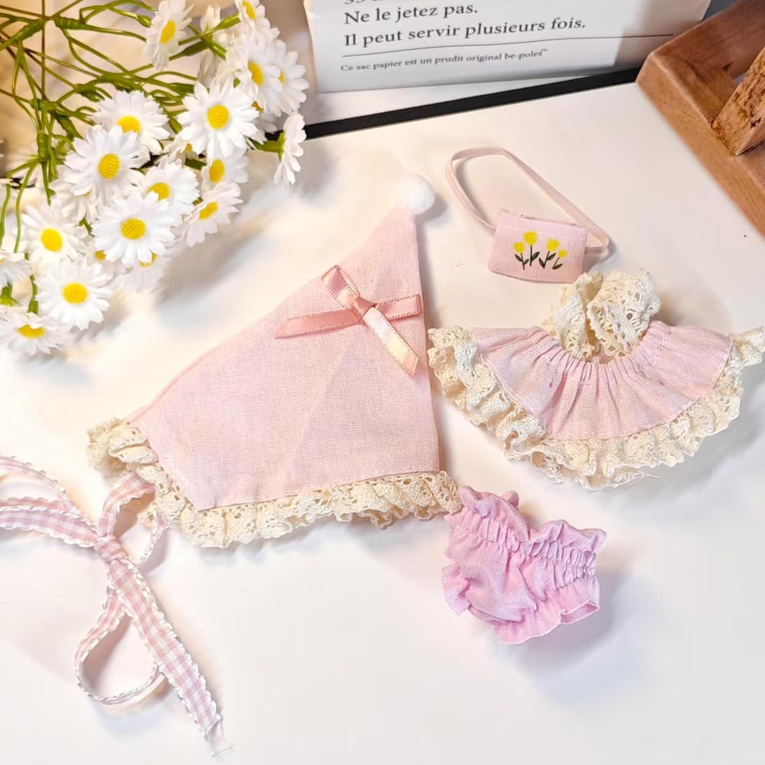 Conjunto de Ropa de Muñeca 17cm YAILIA - Disfraz Hada Rosa 4 Piezas