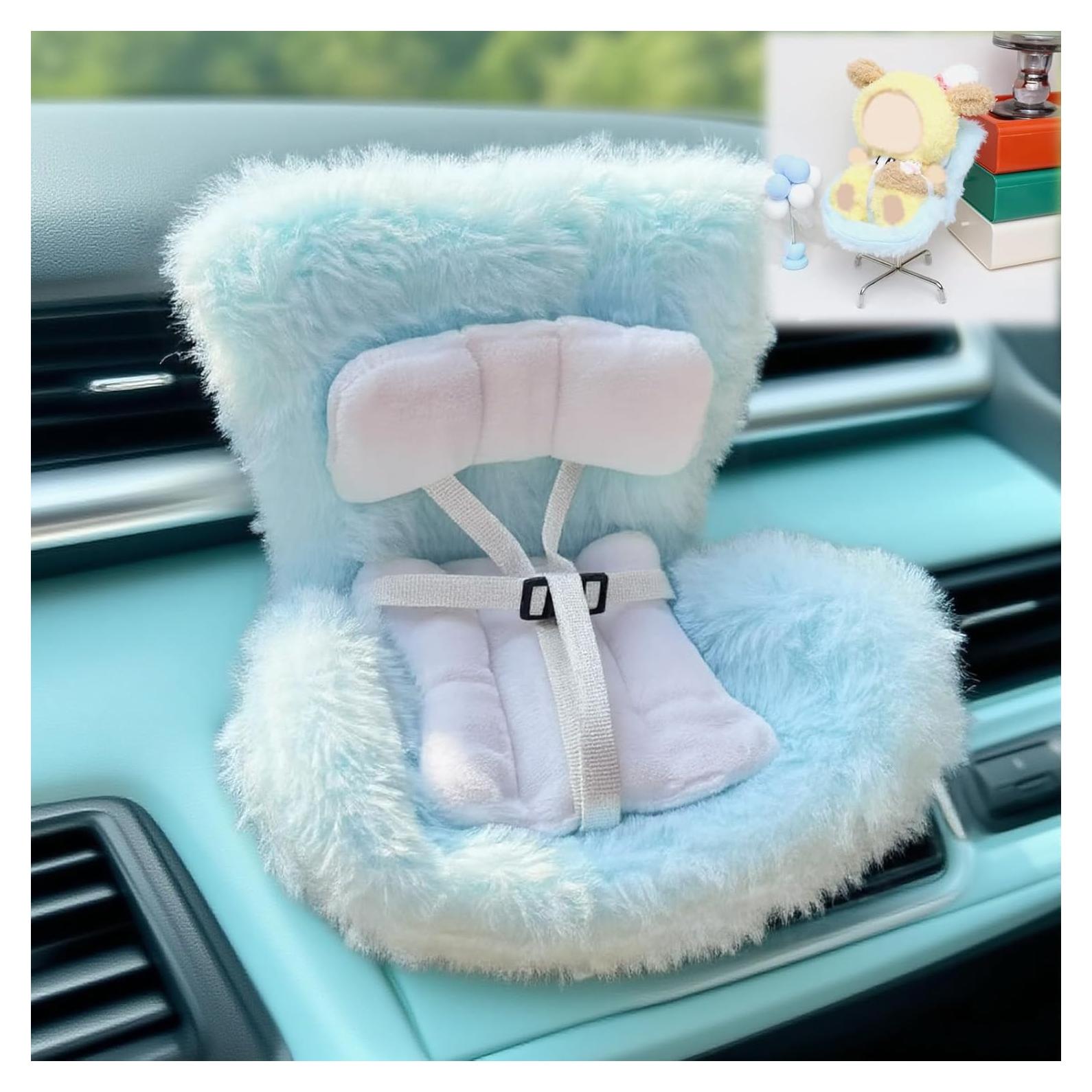 Asiento de coche para muñecas HiOKOU azul con clip y soporte
