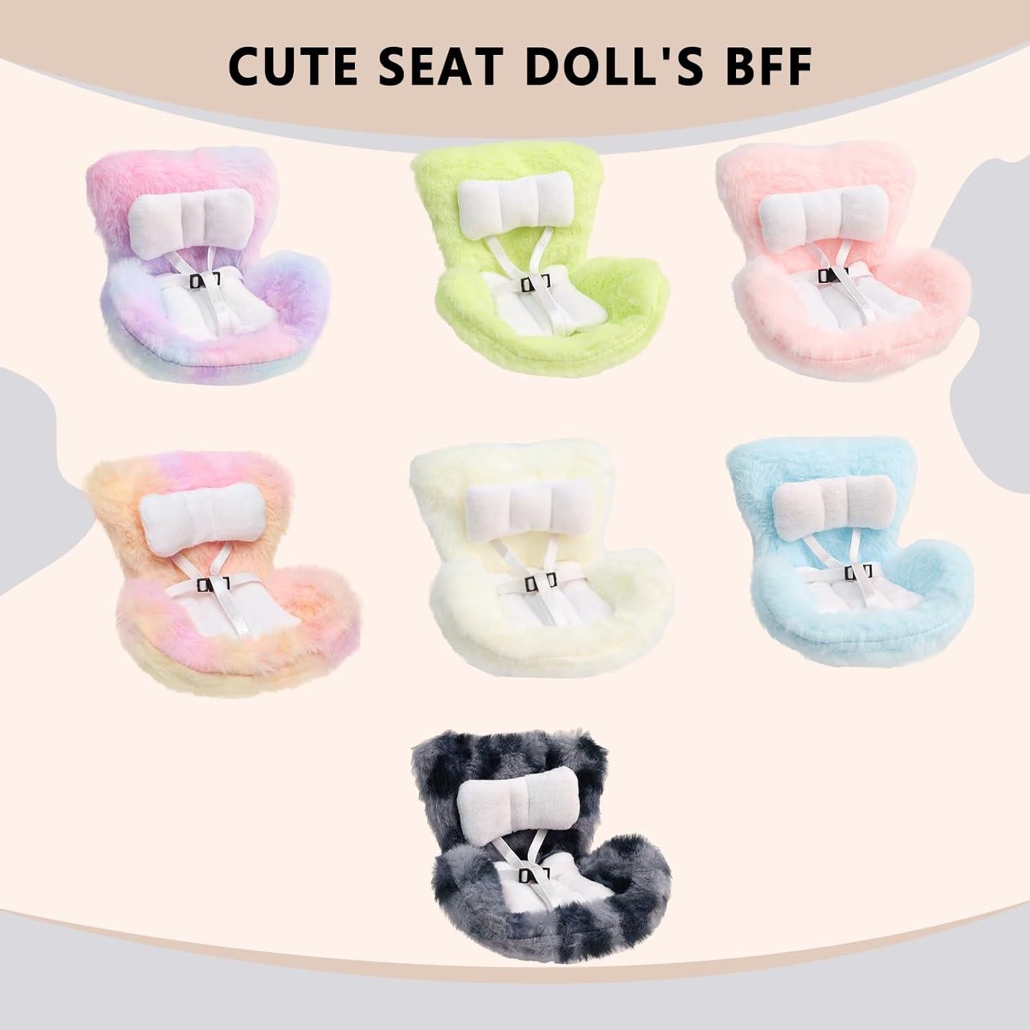 Asiento de coche para muñecas HiOKOU azul con clip y soporte