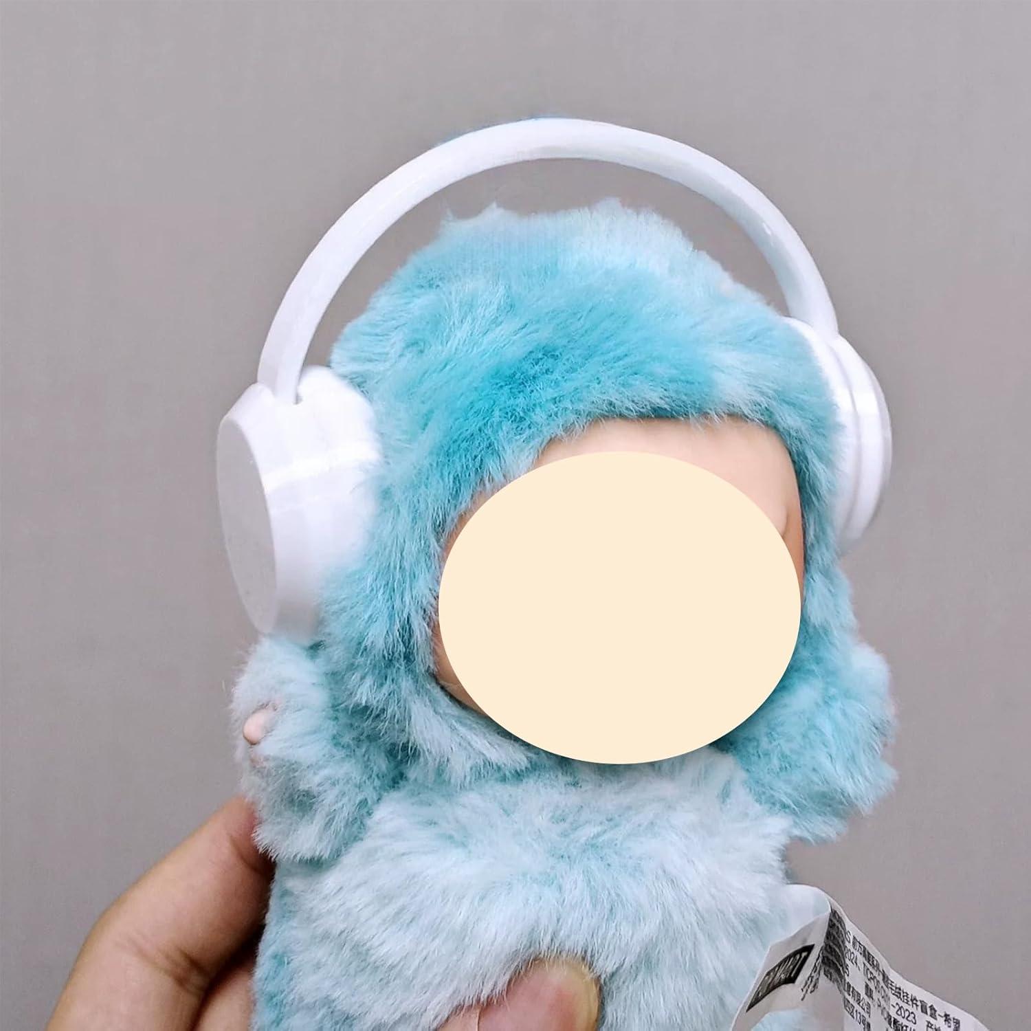 Auriculares Impresos en 3D Labubu para Muñecas 10-17cm Blancos