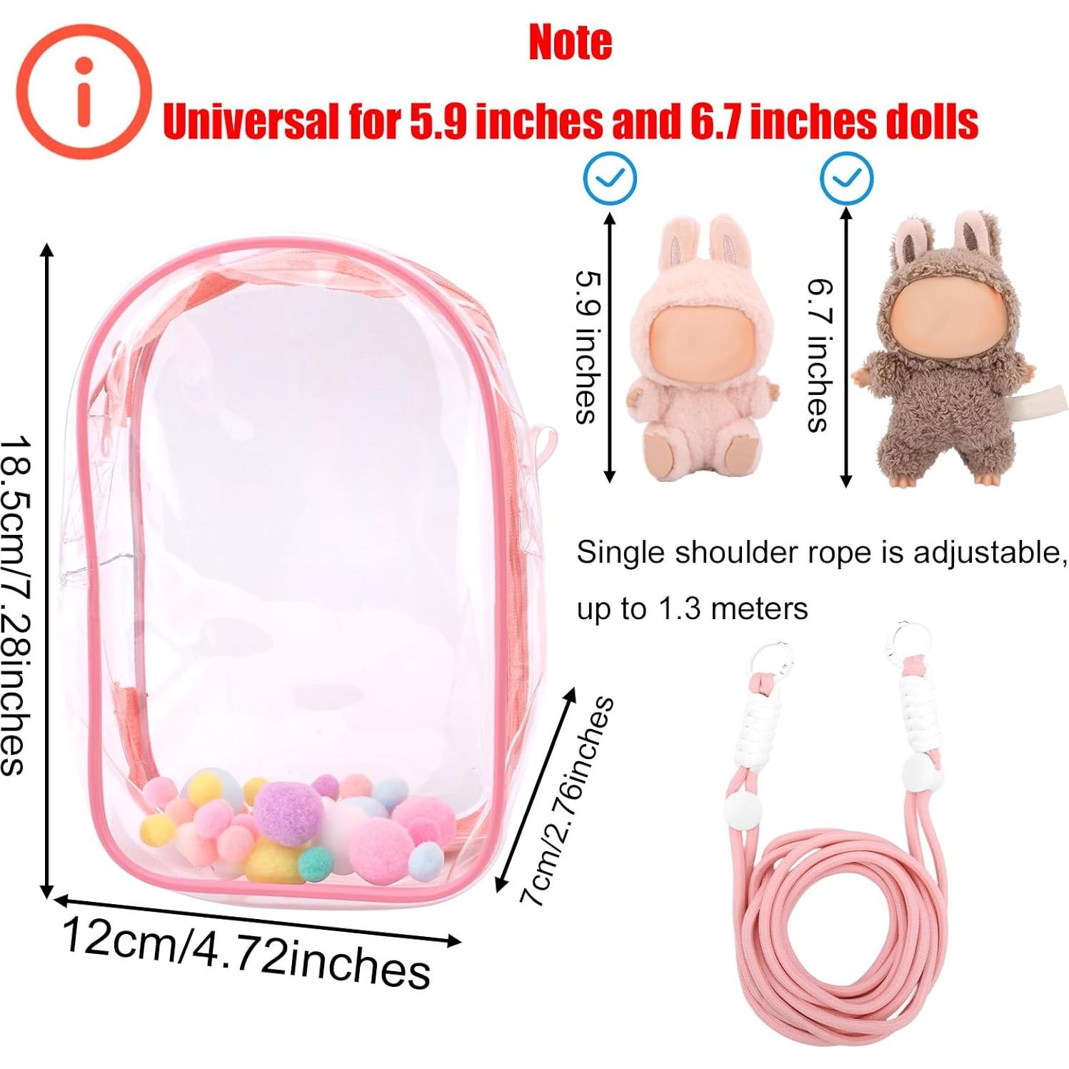 Estuche Protector para Muñecas de Peluche Tinoaly Rosa 18.5x12x7cm