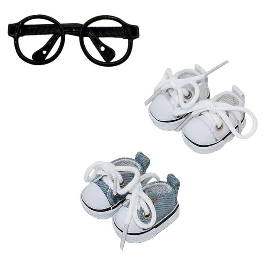 Zapatillas de Lona Miniatura Labubu - Set 2 Pares Blanco y Azul