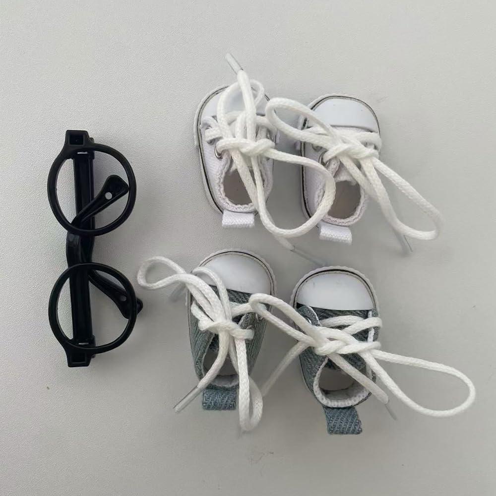 Zapatillas de Lona Miniatura Labubu - Set 2 Pares Blanco y Azul