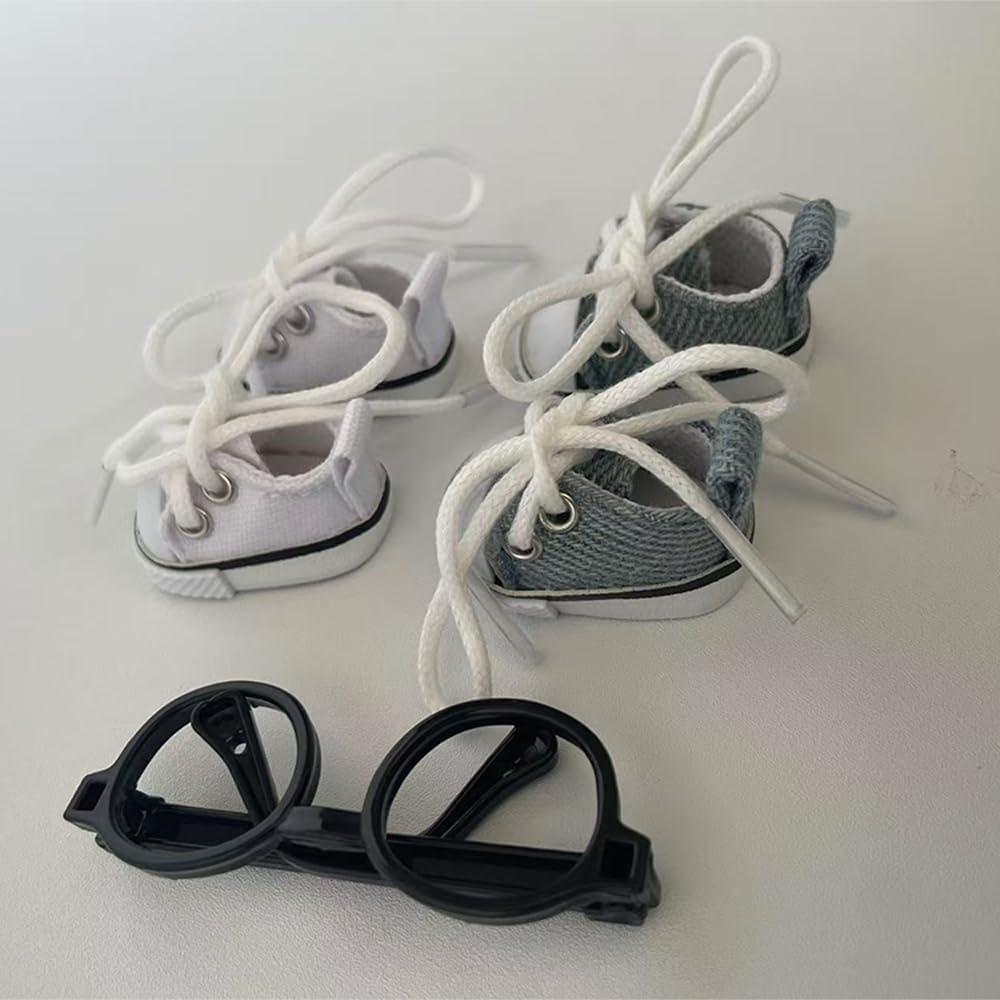 Zapatillas de Lona Miniatura Labubu - Set 2 Pares Blanco y Azul