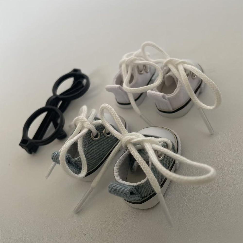 Zapatillas de Lona Miniatura Labubu - Set 2 Pares Blanco y Azul