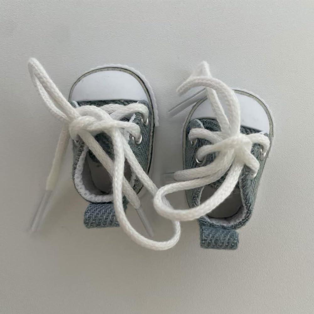 Zapatillas de Lona Miniatura Labubu - Set 2 Pares Blanco y Azul