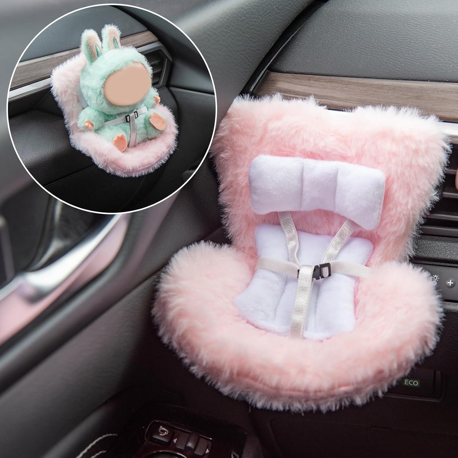 Asiento de Coche para Muñecas Ciunura Rosa 17cm con Clip