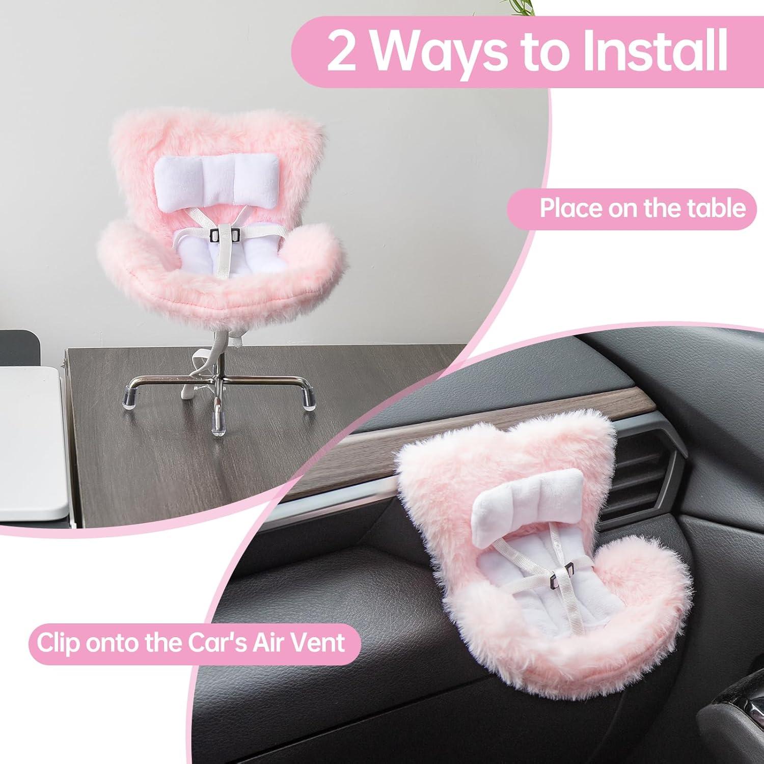 Asiento de Coche para Muñecas Ciunura Rosa 17cm con Clip