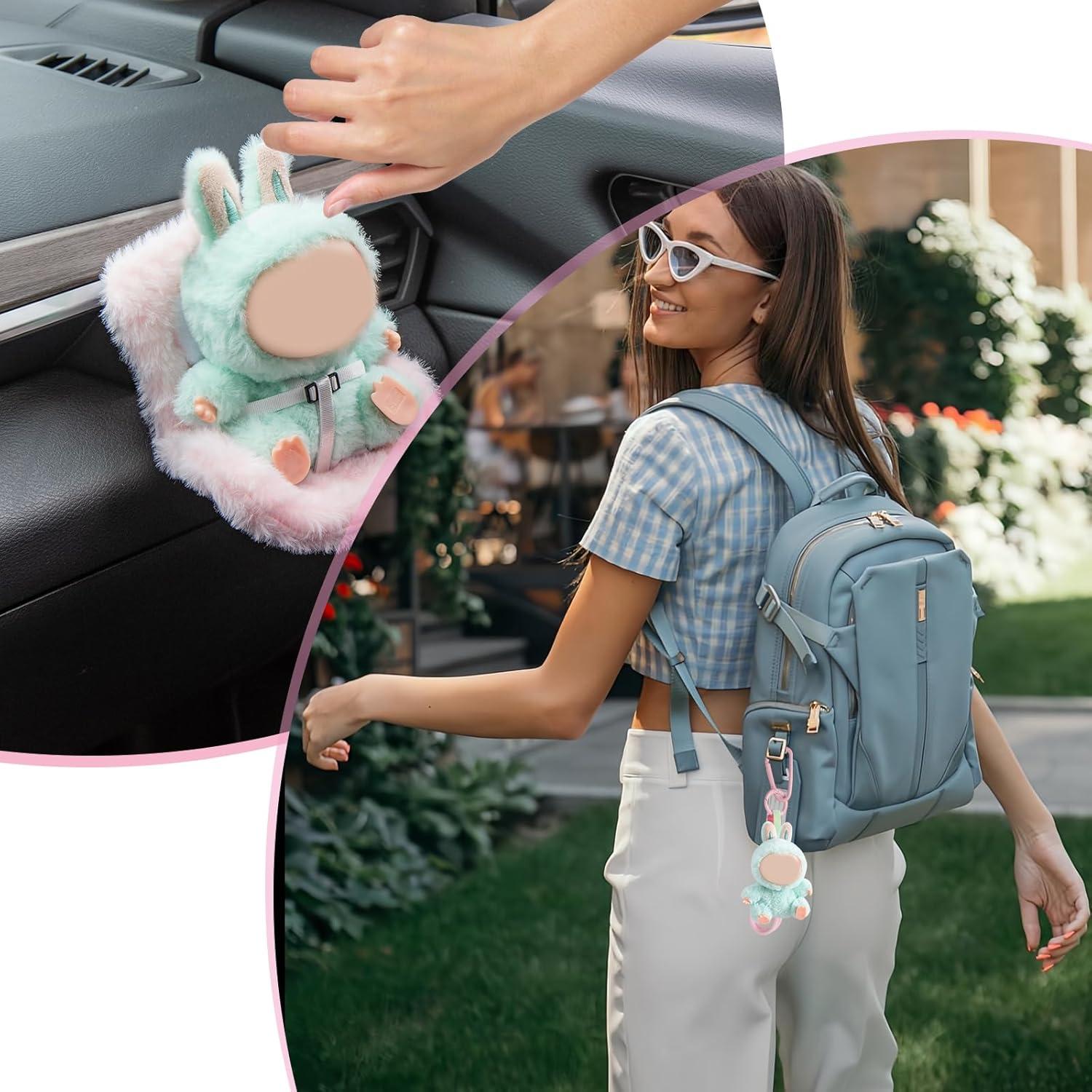 Asiento de Coche para Muñecas Ciunura Rosa 17cm con Clip