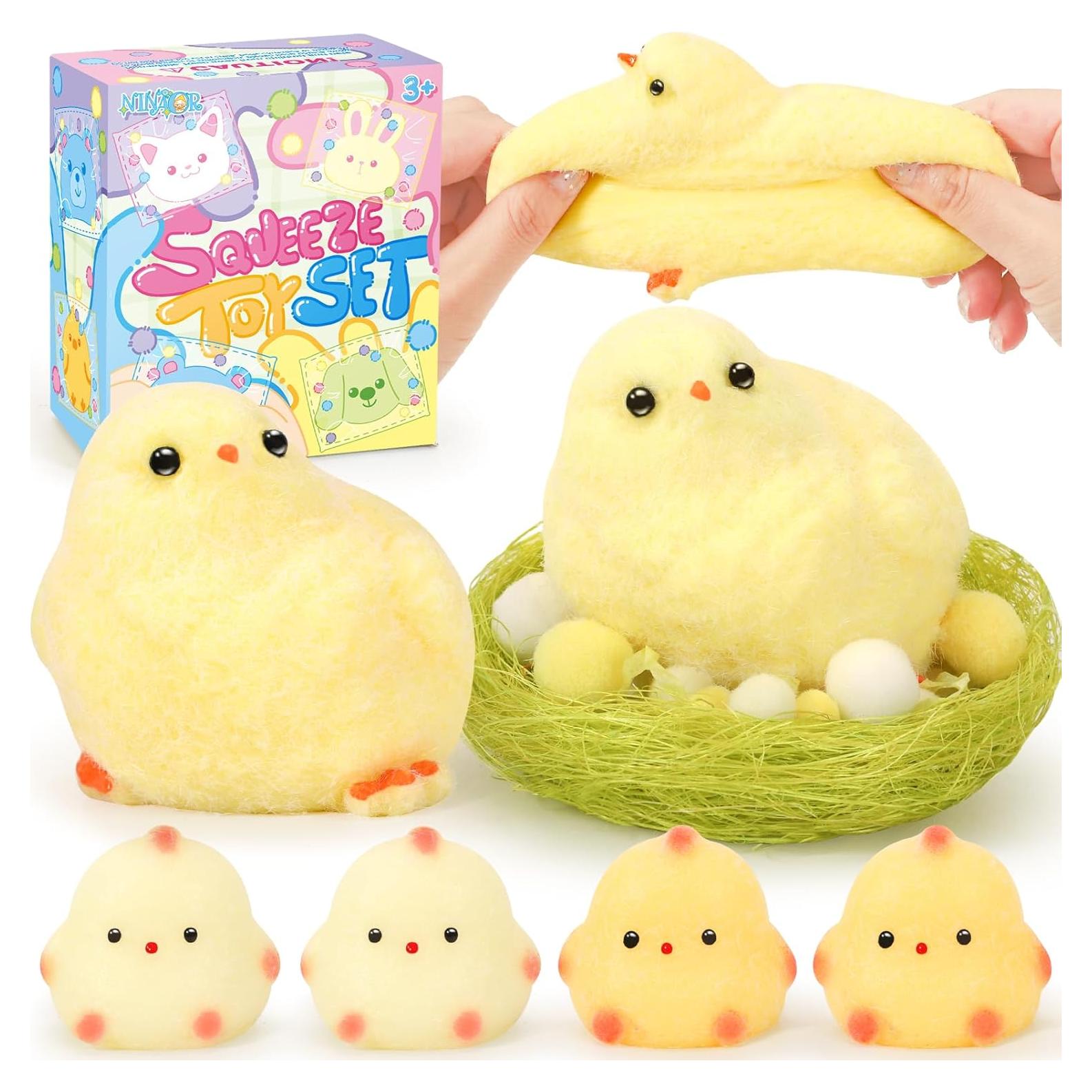 Juguetes Antiestrés Squishy NINAOR 6 Piezas Pollitos