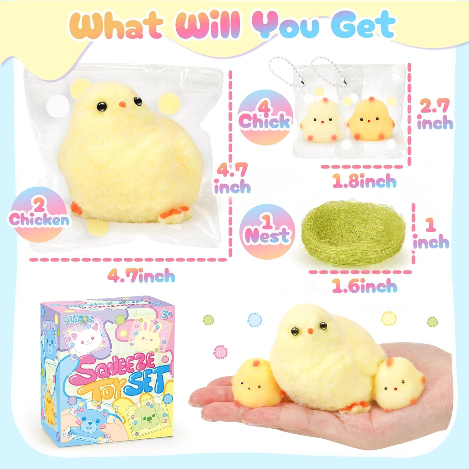 Juguetes Antiestrés Squishy NINAOR 6 Piezas Pollitos