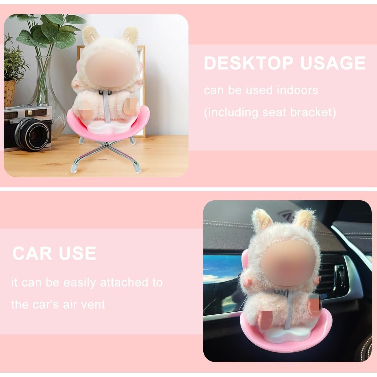 Asiento de Coche para Muñecas ApisNest Rosa 15-17cm con Clip