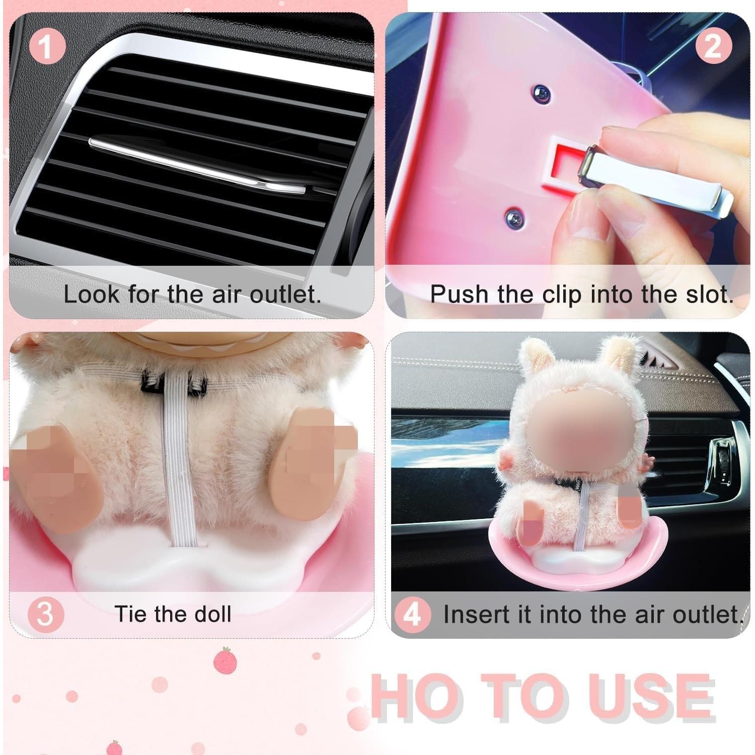 Asiento de Coche para Muñecas ApisNest Rosa 15-17cm con Clip