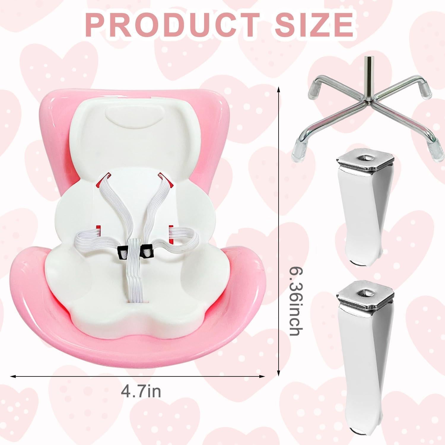 Asiento de Coche para Muñecas ApisNest Rosa 15-17cm con Clip