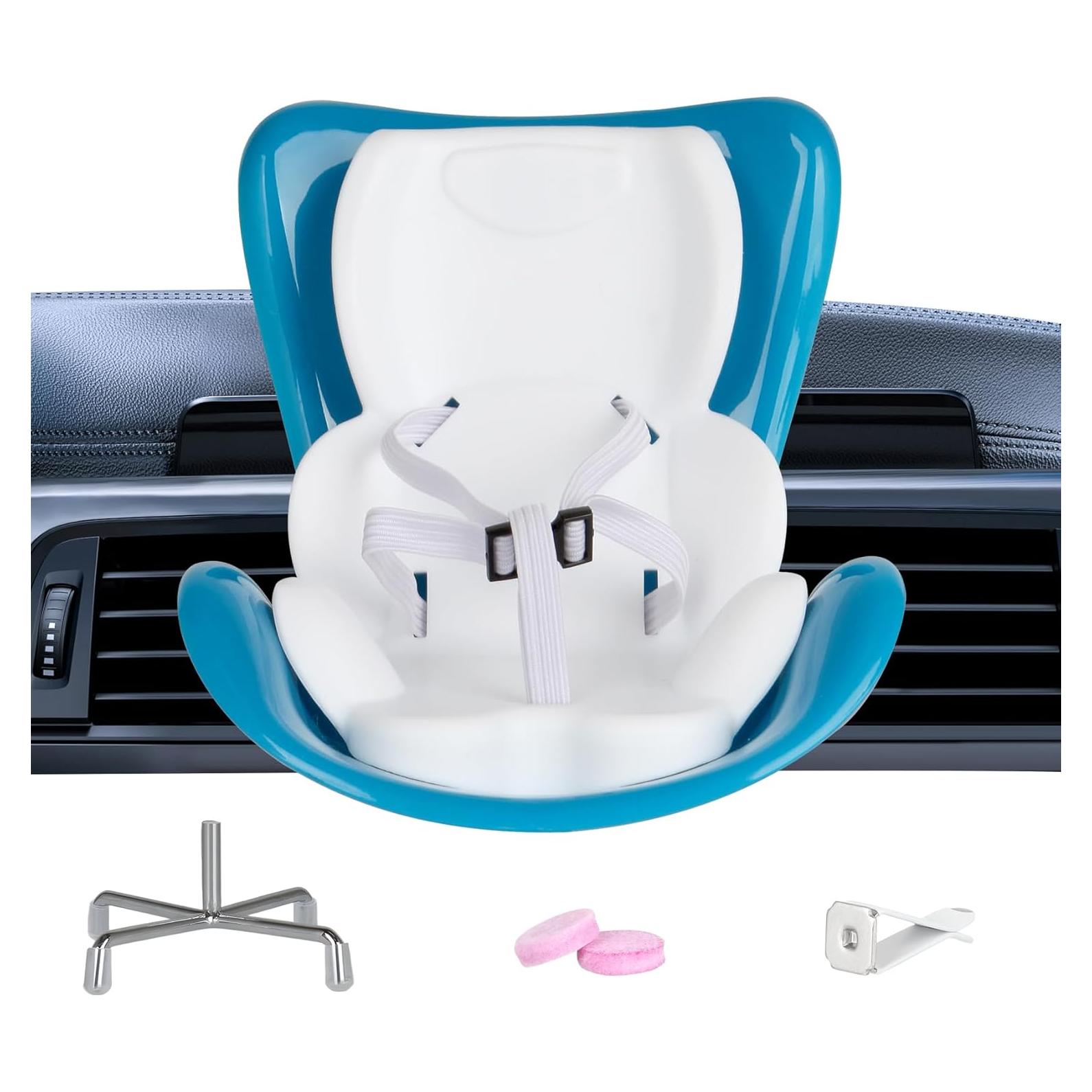 Silla de auto para muñecas Labubu - Soporte ajustable azul