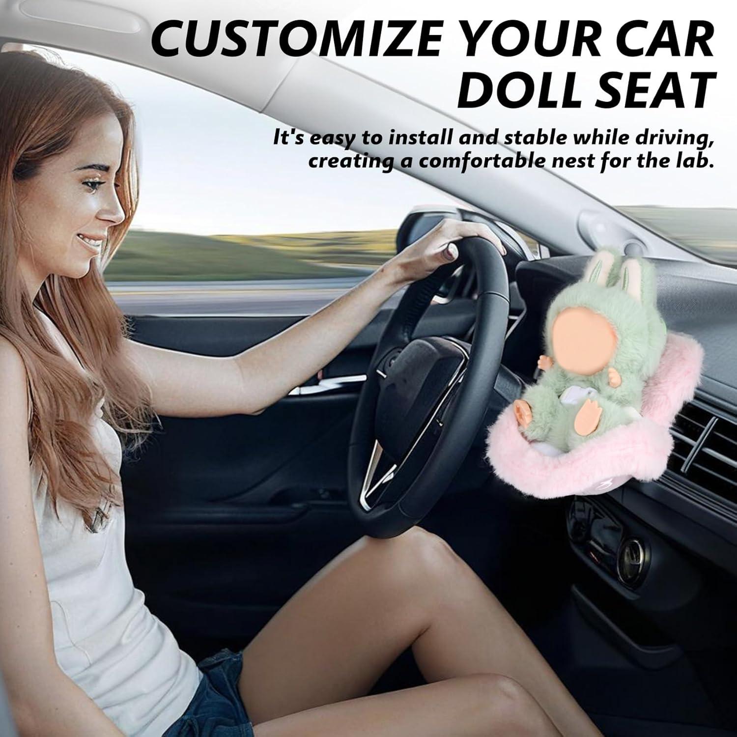 Silla de auto para muñecas Labubu - Soporte ajustable azul