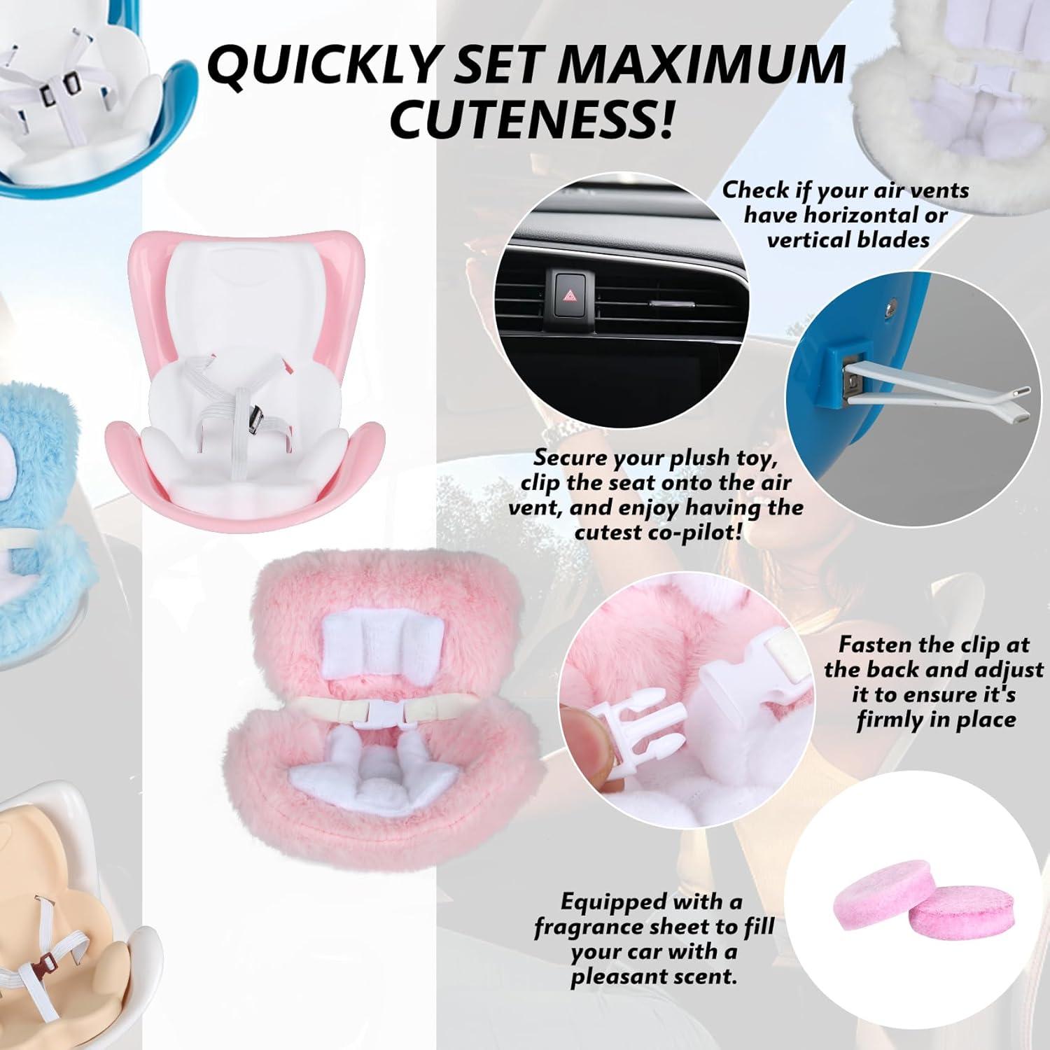 Silla de auto para muñecas Labubu - Soporte ajustable azul