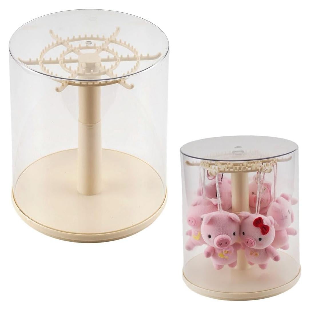 Caja de Exhibición Rotativa Acrílica 360° con 6 Ganchos