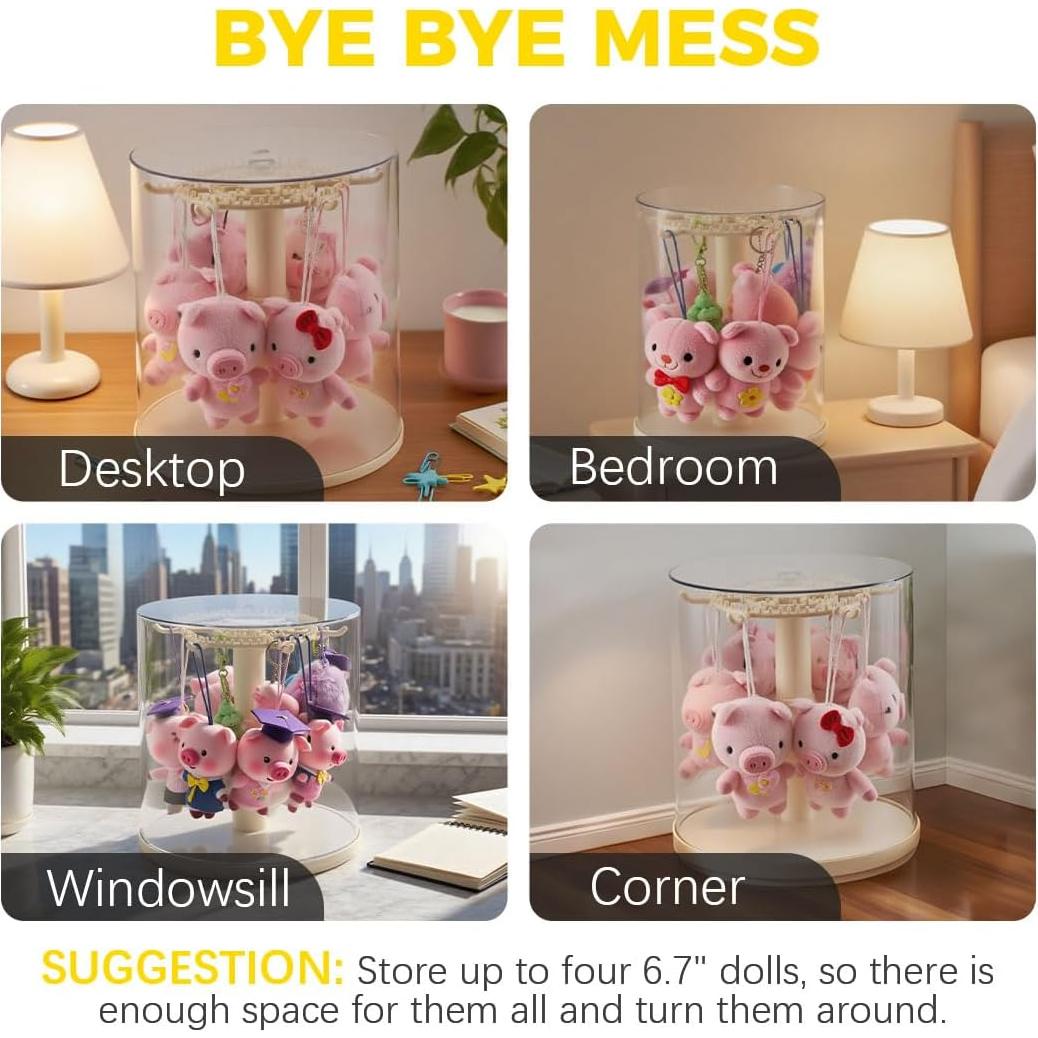 Caja de Exhibición Rotativa Acrílica 360° con 6 Ganchos