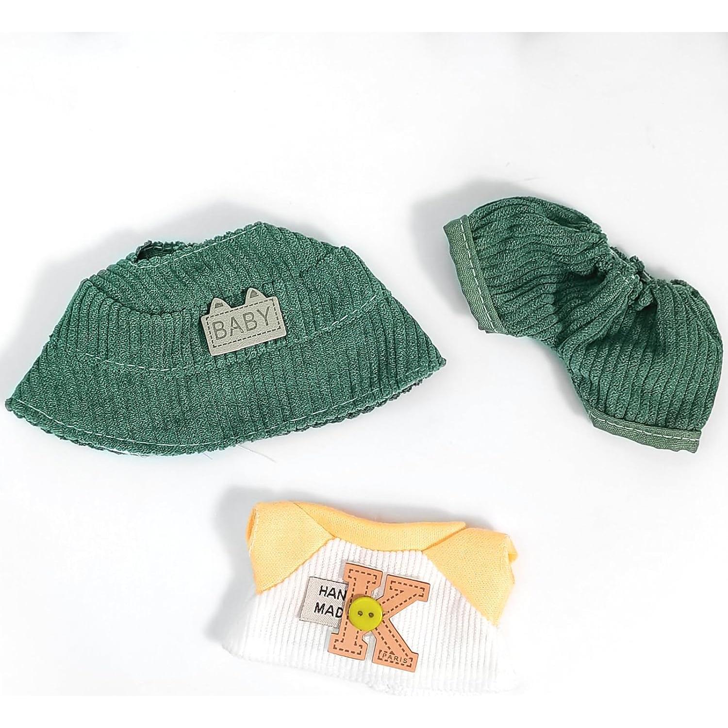 Conjunto de Ropa para Muñecas 17cm - Sombrero y Overoles Verde