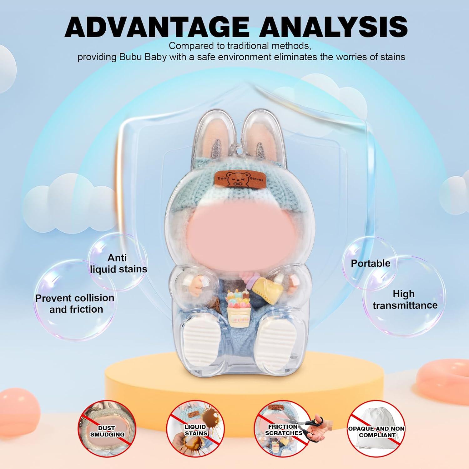 Funda Protectora Acrílica para Muñeca LABUBU Alta Clara