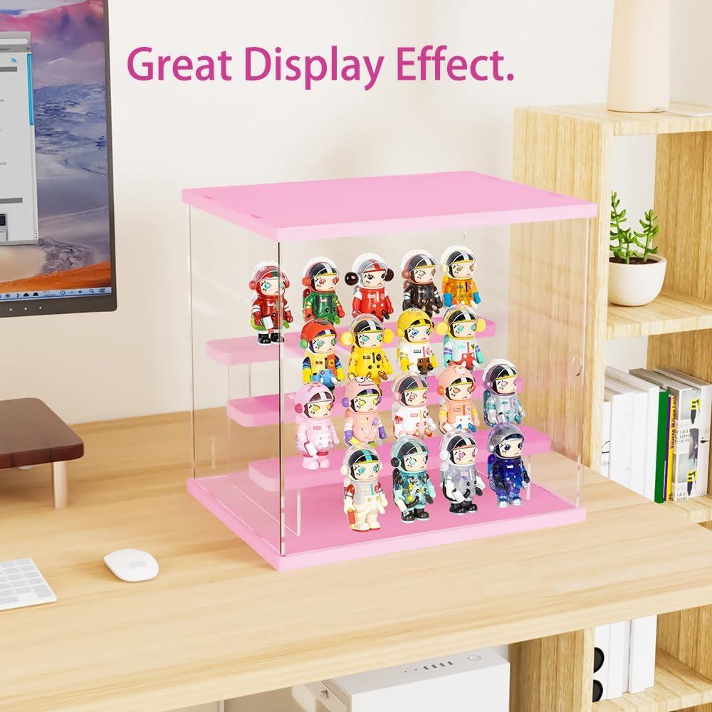 Caja de Exhibición Acrílica DuvinDD 4 Niveles Rosa 32x26x30.4 cm