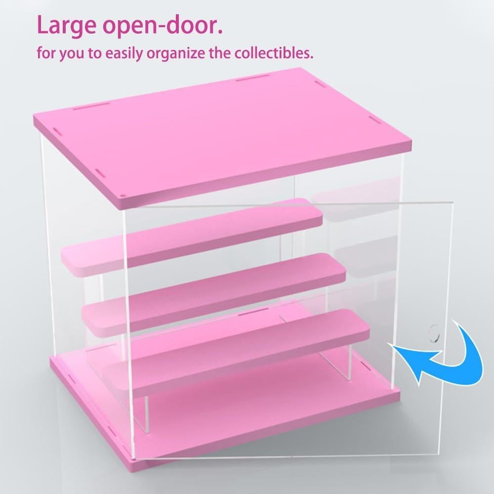 Caja de Exhibición Acrílica DuvinDD 4 Niveles Rosa 32x26x30.4 cm