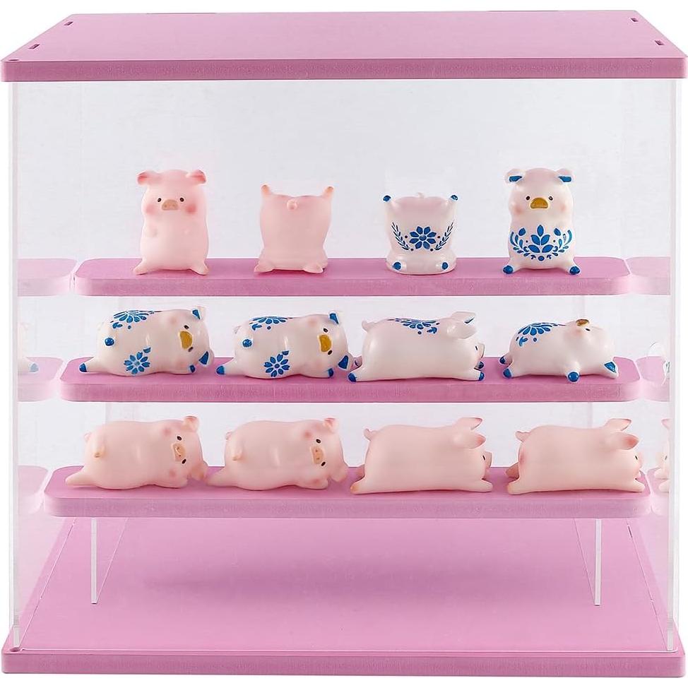 Caja de Exhibición Acrílica DuvinDD 4 Niveles Rosa 32x26x30.4 cm