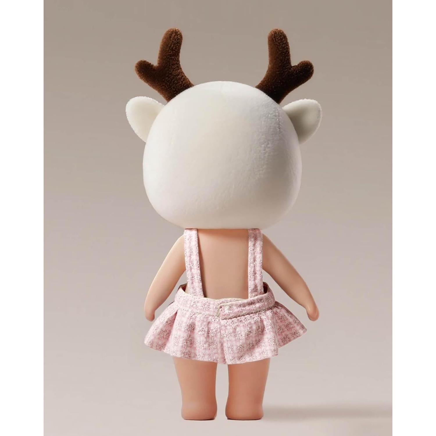 Conjunto vestido a cuadros rosa Labubu + diadema y bolsa