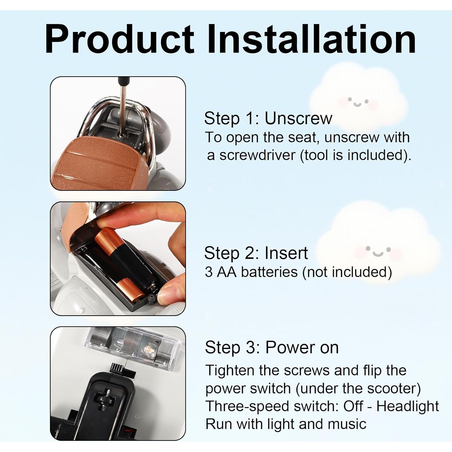 Scooter de Muñeca BTFO con Luces y Música - Gris 19x12.5x9.5cm