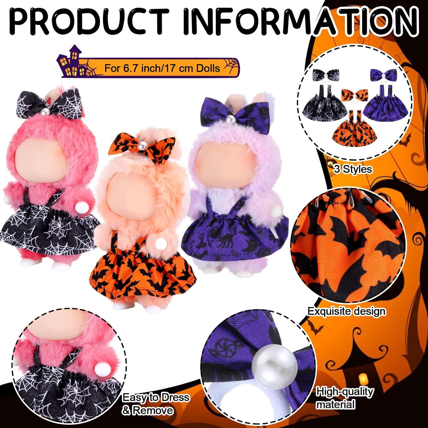 Conjunto de Ropa de Muñeca Halloween 17cm Simgoing - 3 Piezas