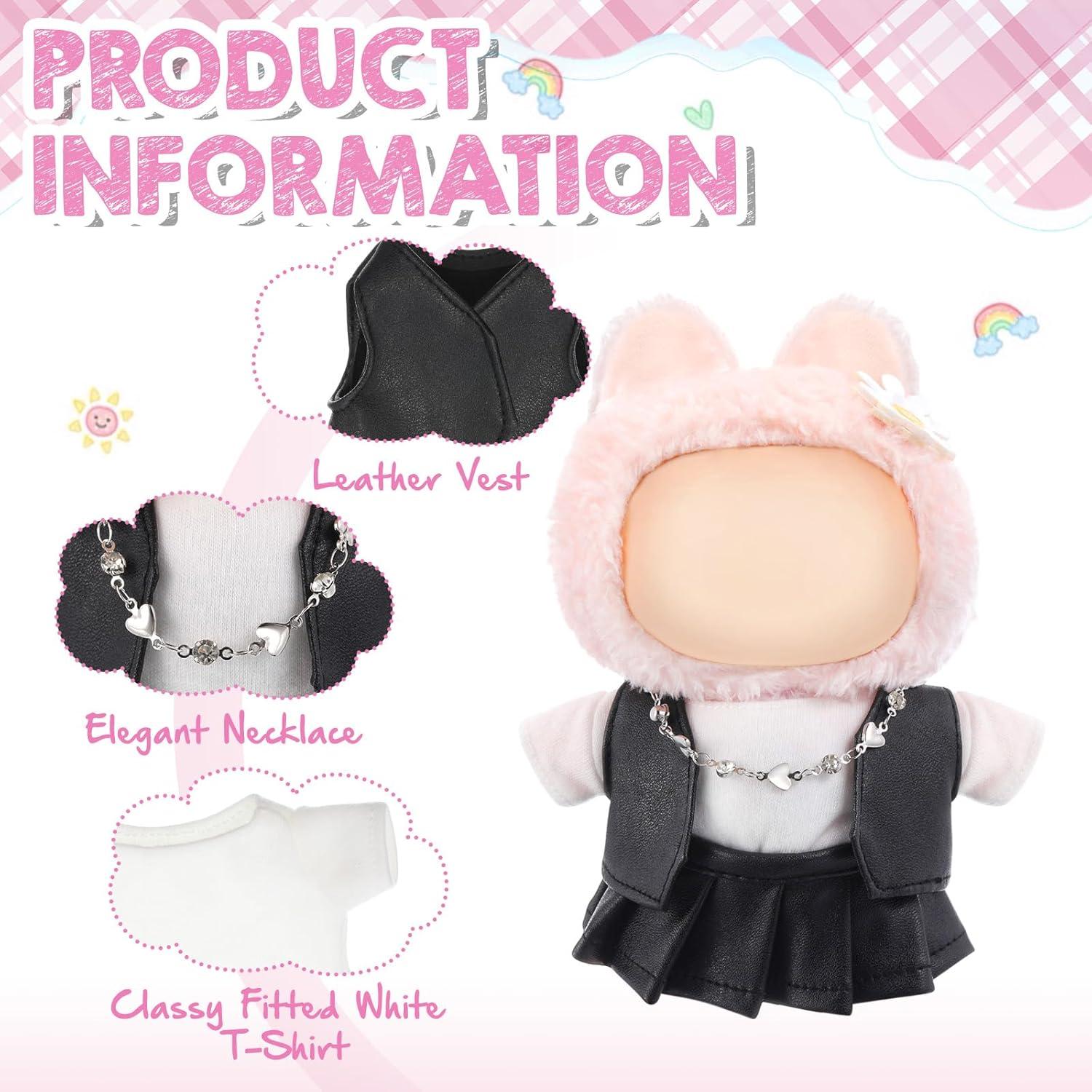 Conjunto de Ropa para Muñeca Hiboom 17 cm - Chaleco, Falda y Collar