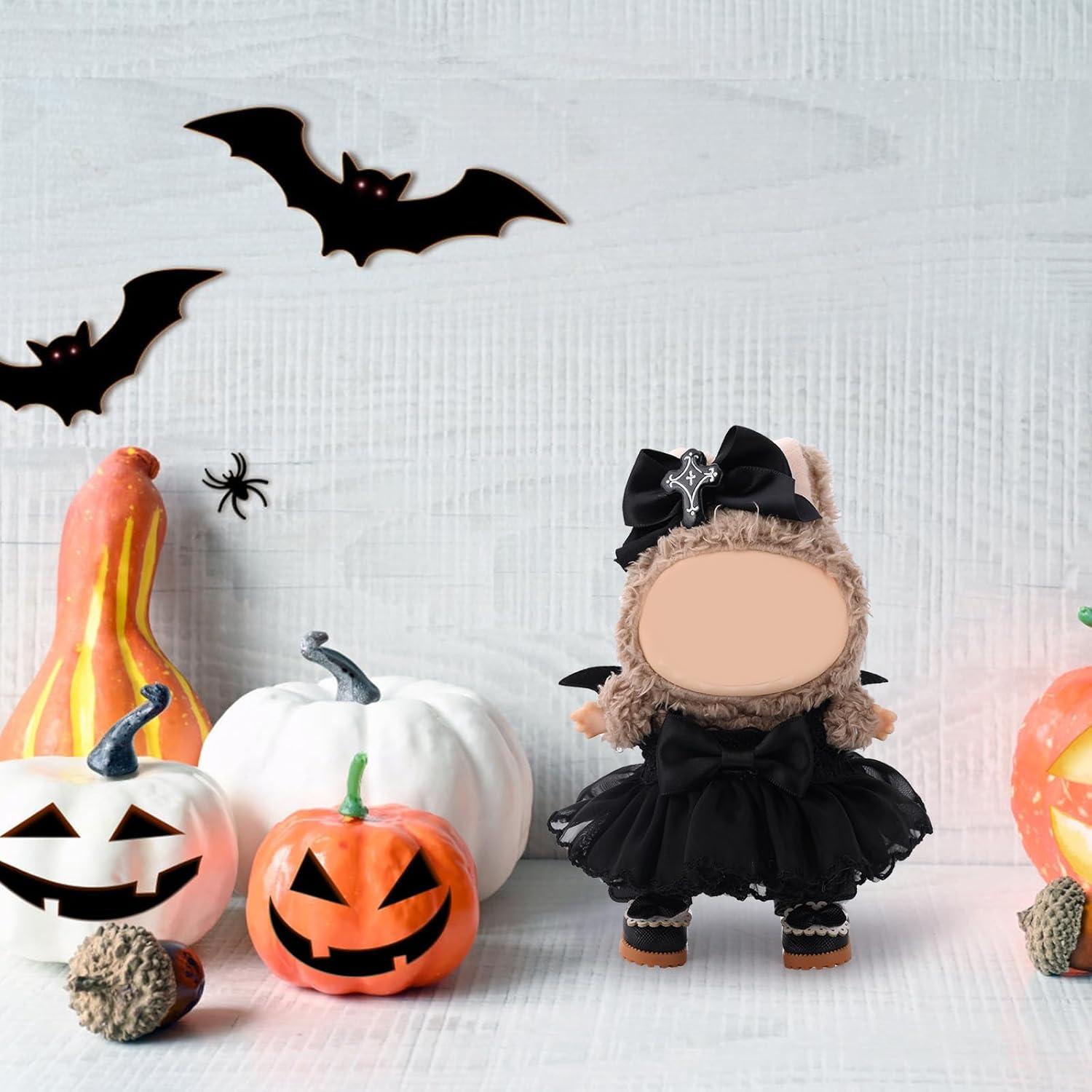 Conjunto de Ropa para Muñecas 15-17cm Tinoaly Halloween Negro