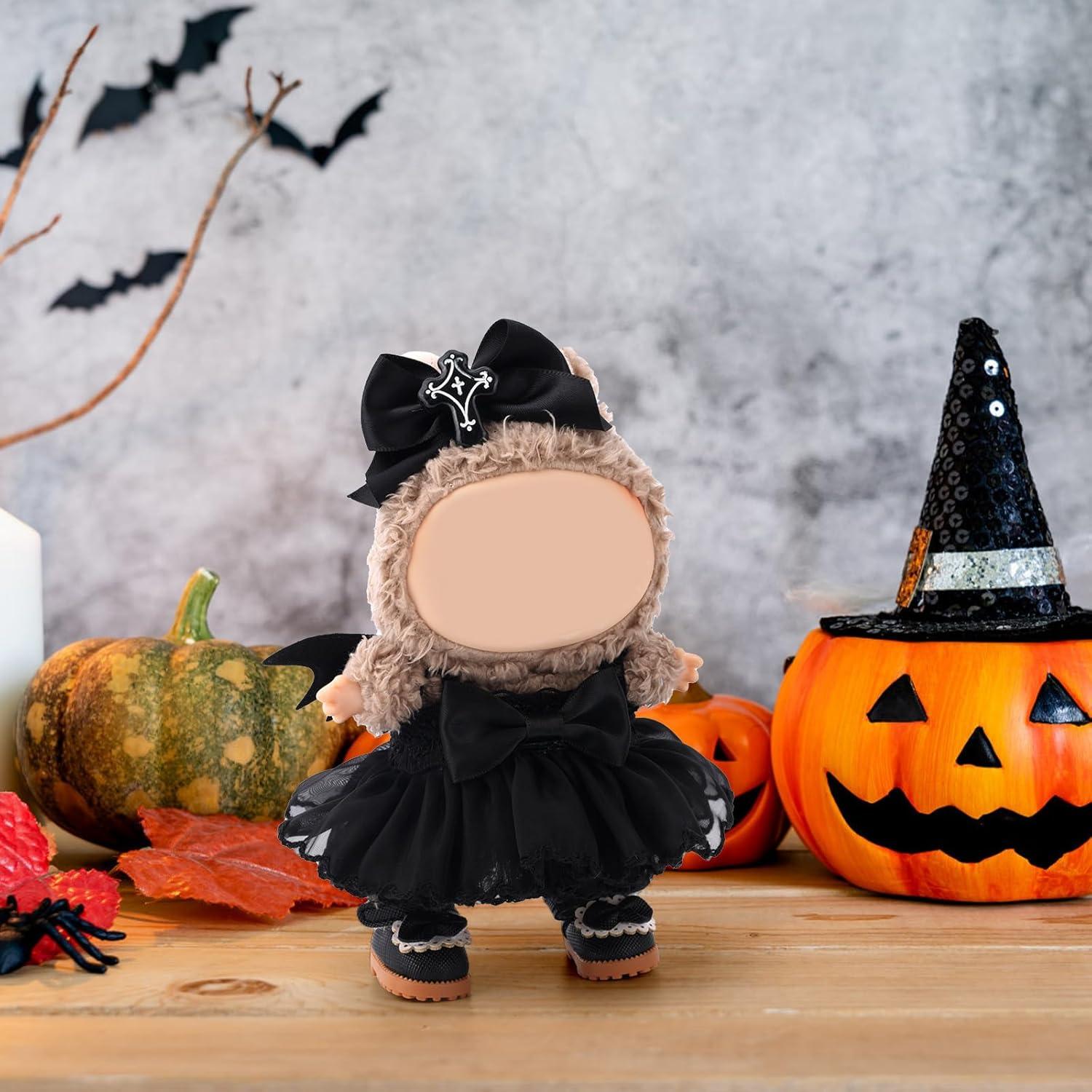 Conjunto de Ropa para Muñecas 15-17cm Tinoaly Halloween Negro