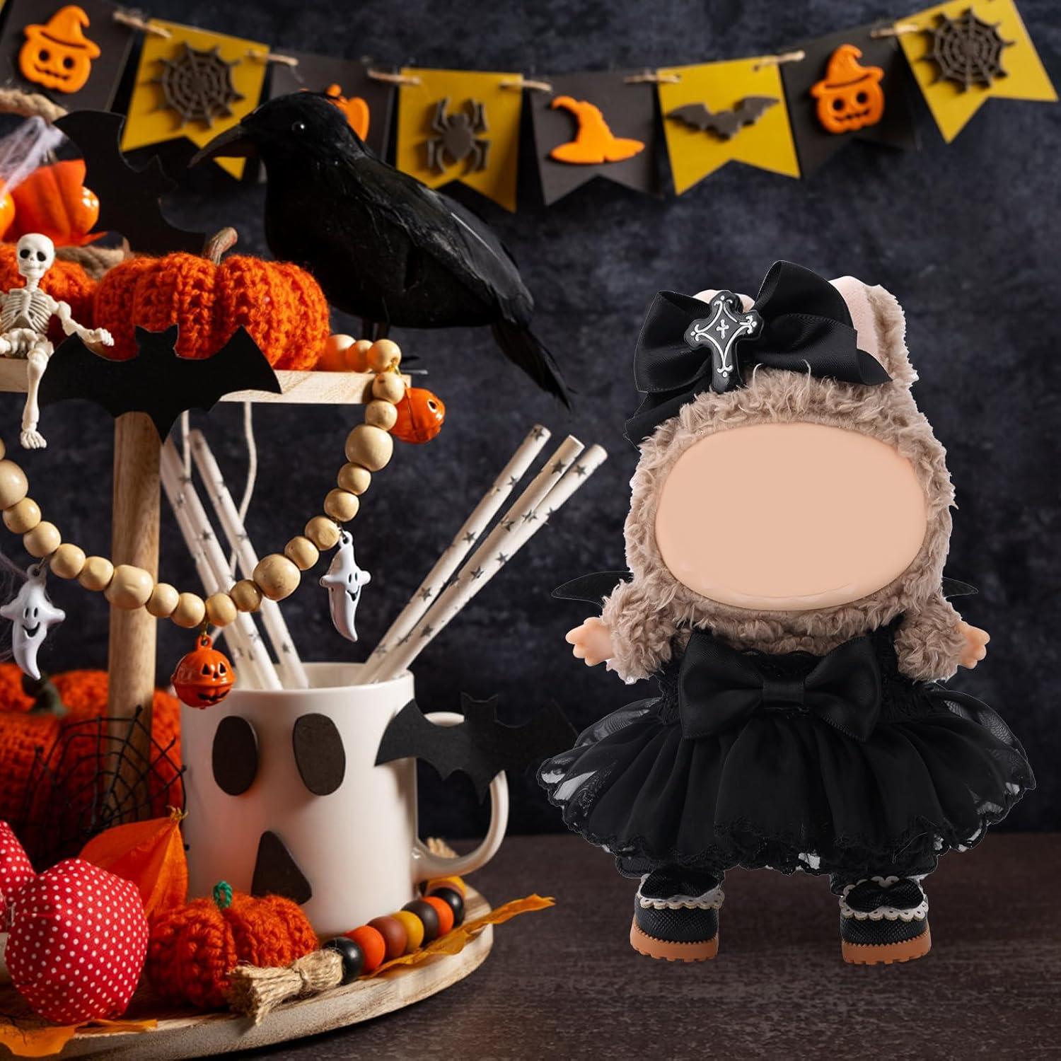 Conjunto de Ropa para Muñecas 15-17cm Tinoaly Halloween Negro