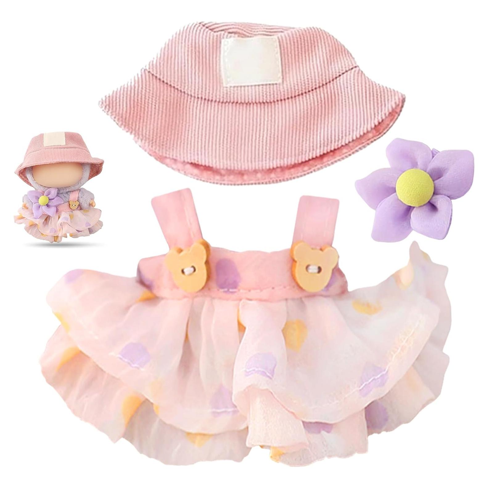 Conjunto de Ropa para Muñeca Lbu Rosa 3 Piezas Sombrero y Falda